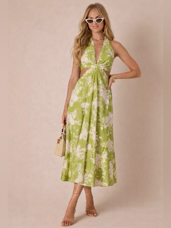 Vici Dresses & Skirts - BRAND NEW - Vici Colllection Green Floral Halter Midi Dress - Size Medium